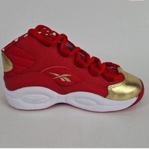 Reebok Red and Gold Question Iverson Kids' Sneakers Valentines Day Edition
